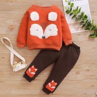 【0M-18M】Baby Cute Cartoon Embroidered Sweatshirt And Pants Set