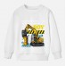 【12M-9Y】Boy Cotton Stain Resistant Excavator Print Long Sleeve Sweatshirt