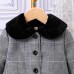 【18M-6Y】Girl Casual Tweed Keep Warm Plush Lapel Plaid Coat