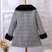 【18M-6Y】Girl Casual Tweed Keep Warm Plush Lapel Plaid Coat