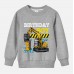 【12M-9Y】Boy Cotton Stain Resistant Excavator Print Long Sleeve Sweatshirt