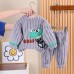 【9M-4Y】2-piece Boys Thick Flannel Dinosaur Embroidered Pajama Set