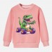 【12M-9Y】Boys Cotton Stain Resistant Dinosaur And Car Print Long Sleeve Sweatshirt