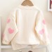 【18M-6Y】Girls Heart Pearl Long Sleeve Sweater Cardigan