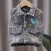 【18M-8Y】Boys Dinosaur Embroidered Denim Vest