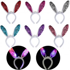 Lovely Light  Up Halloween Party Hair Band Plush Rabbit Ears Blinking Headband