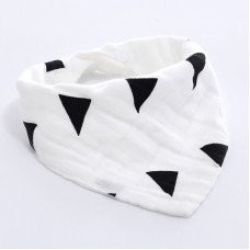 Cotton Multi  layer Printed Double Snap Triangle Scarf Bib Children Saliva Towel  Black Triangle