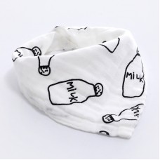 Cotton Multi  layer Printed Double Snap Triangle Scarf Bib Children Saliva Towel  Feeding Bottle